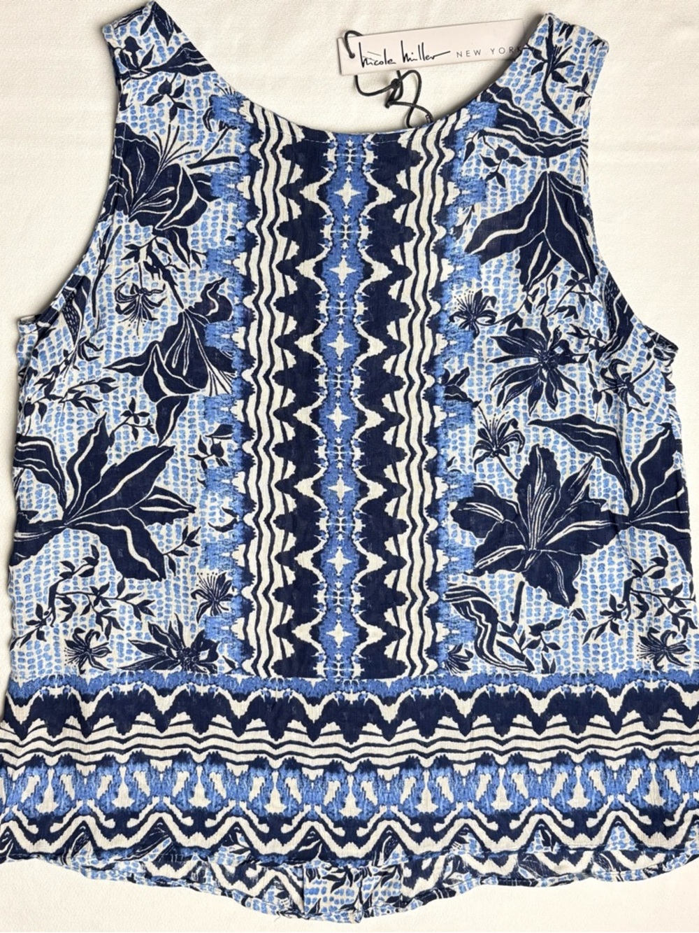 NWT Nicole Miller Blue Tropical Tank-Small - Picture 2 of 8